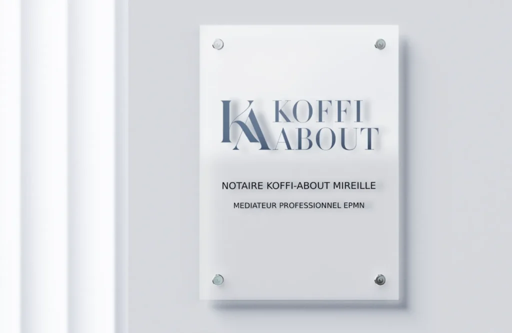 Plaque en verre gravée au nom de l'office — Notaire à Abidjan Plateau