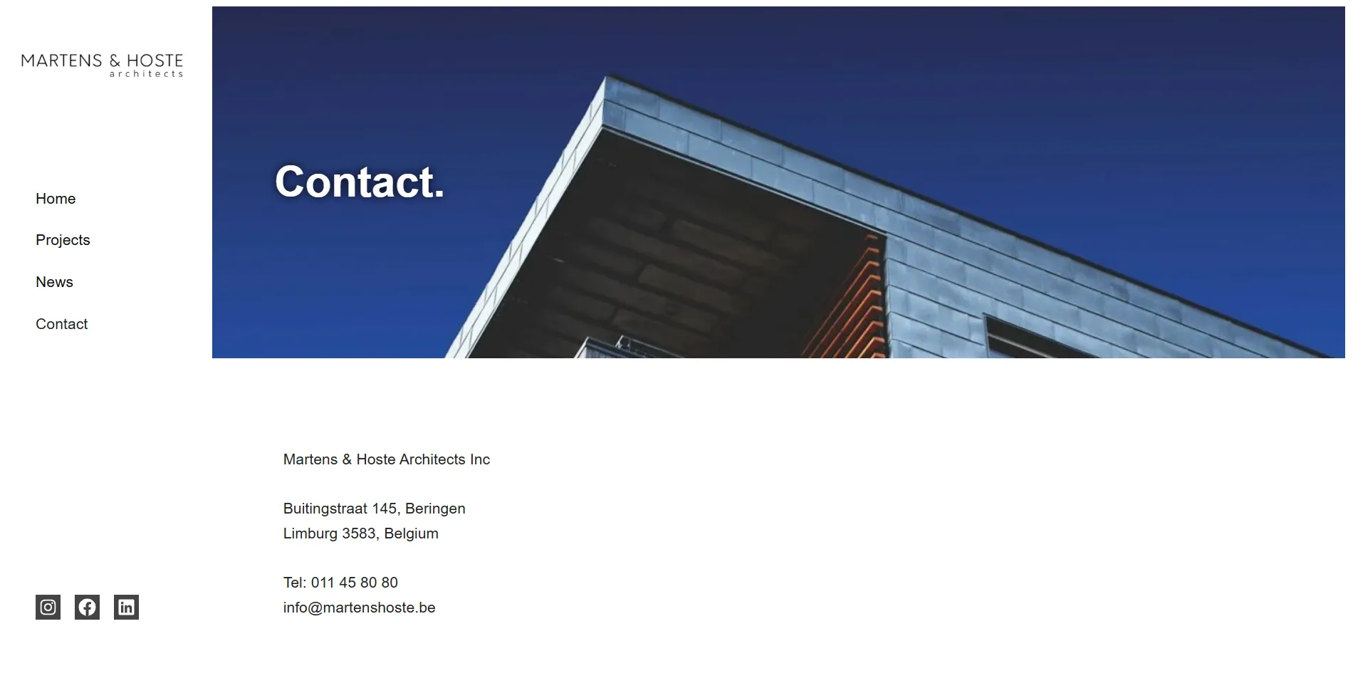 Architecte en Belgique - Page contact